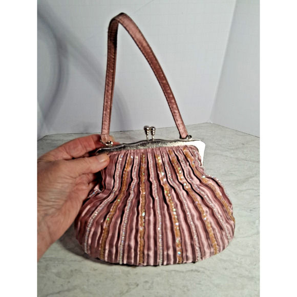 Pink Small Clutch with pick Handle and Silver Hardwear & one Pocket - Picture 1 of 3